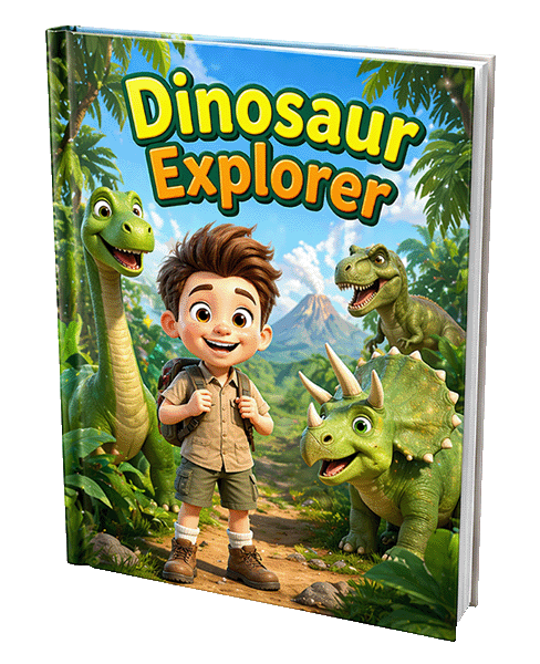 Dinosaur Explorer — personalized children's storybook cover mockup