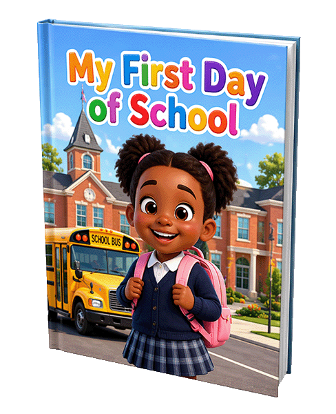 My First Day of School — personalized children's storybook cover mockup